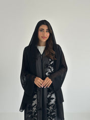 C 2403 Black Crystal Lace Abaya