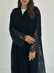 C 2404 Black Floral Lace Abaya