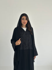 C 2405 Black Crystal Lace Abaya