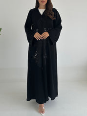 C 2407 Black Crystal Lace Abaya