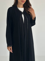 C 2408 Black Floral Sequins Abaya