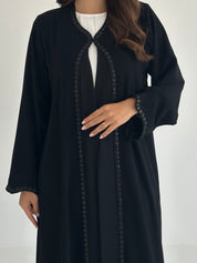C 2408 Black Floral Sequins Abaya