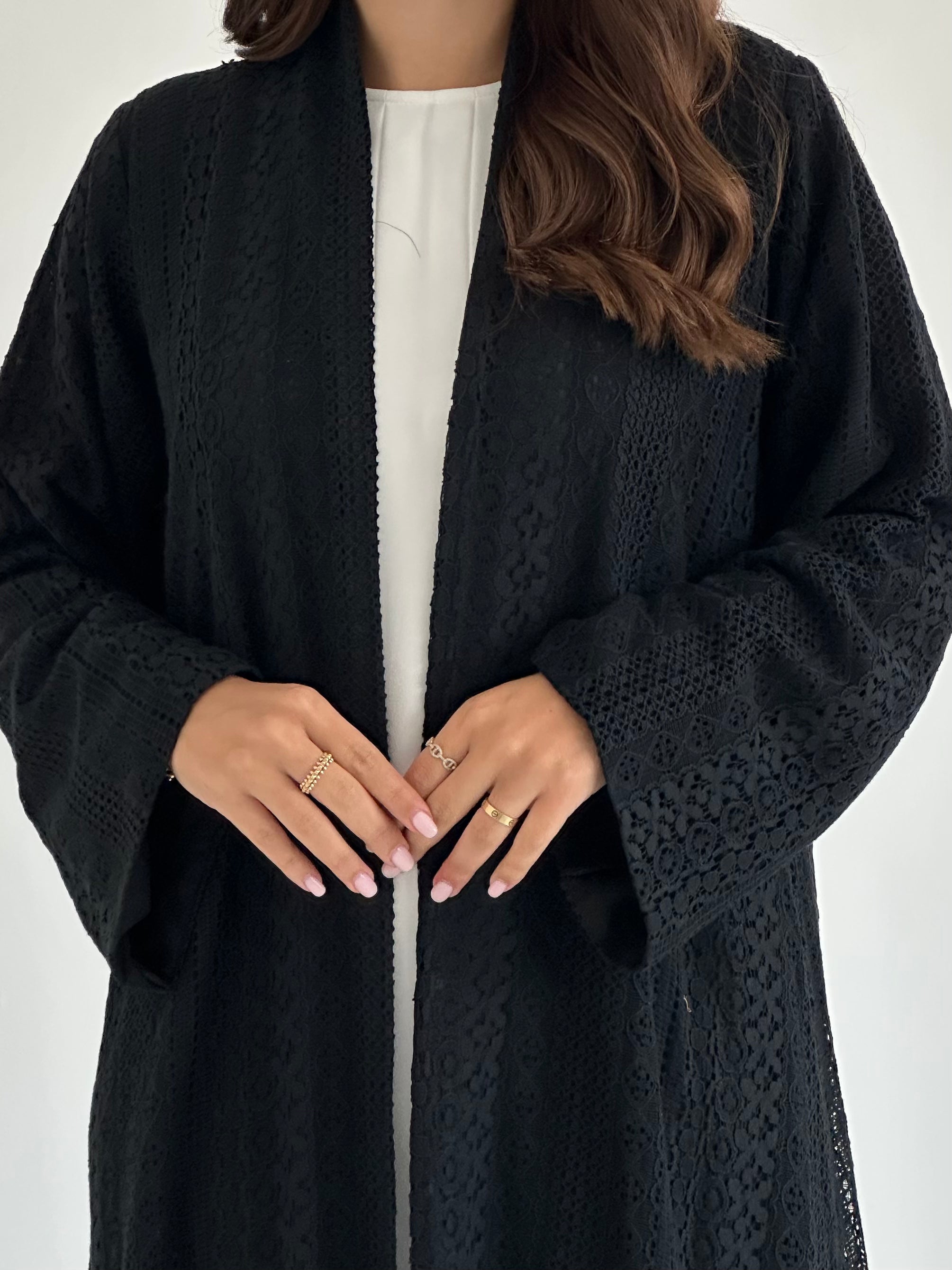 C 2409 Black Dantel Abaya