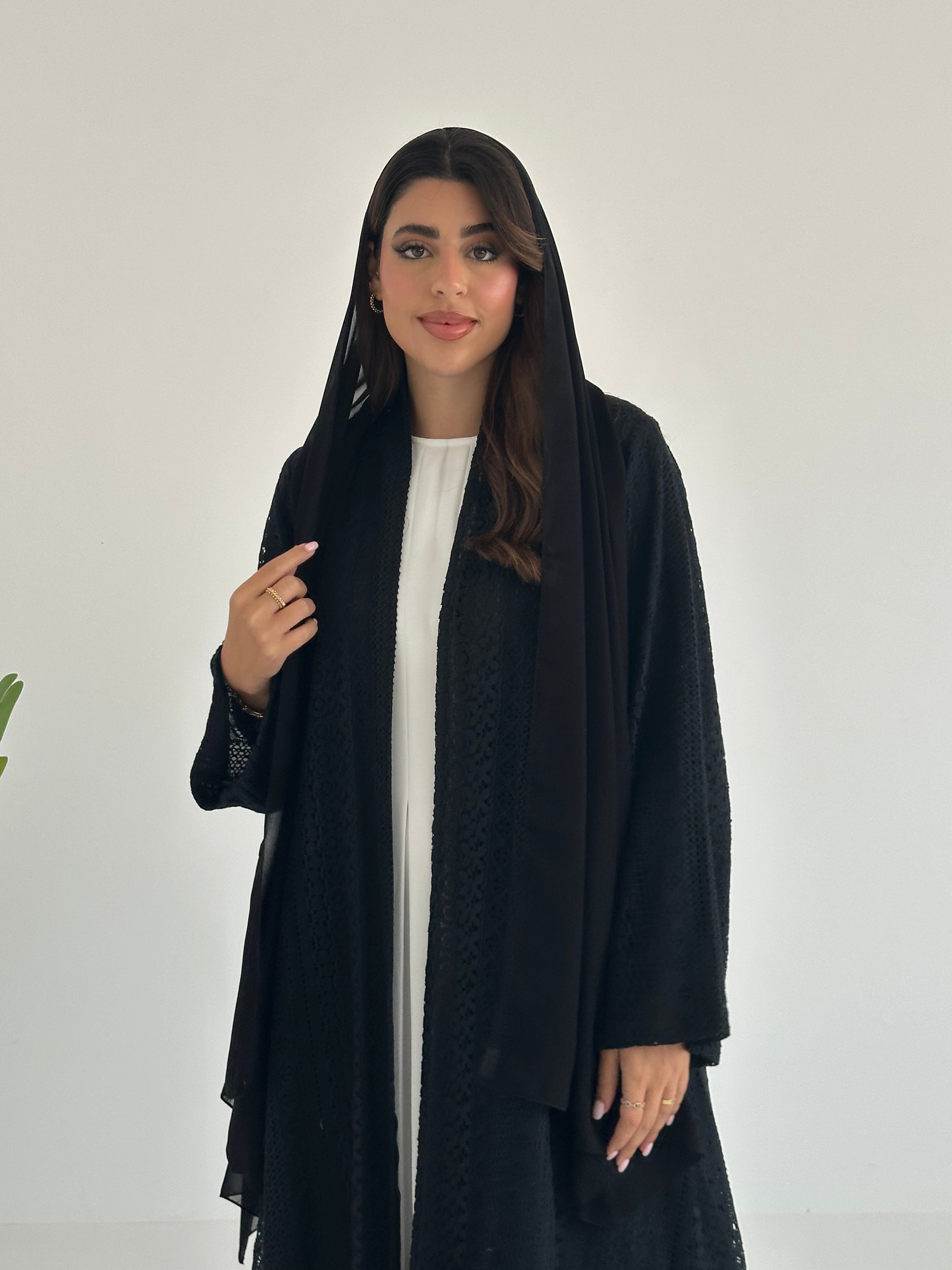 C 2409 Black Dantel Abaya