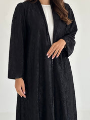 C 2410 Black Floral Dantel Abaya
