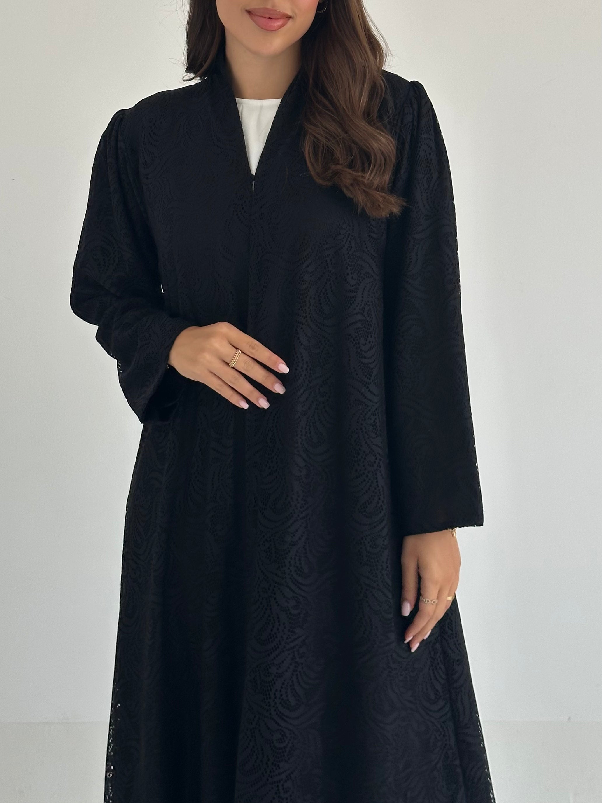 C 2411 Black Dantel Abaya
