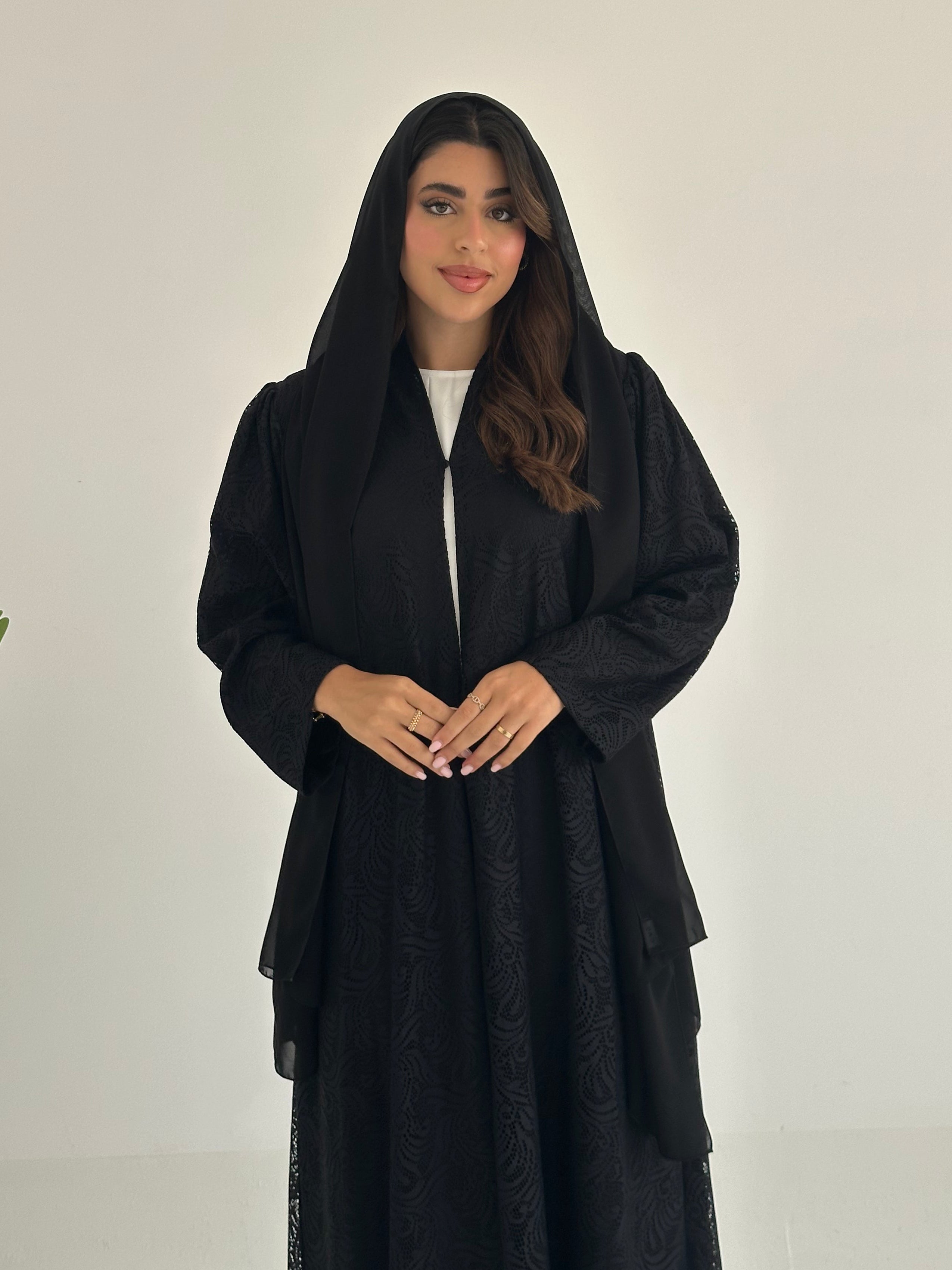 C 2411 Black Dantel Abaya