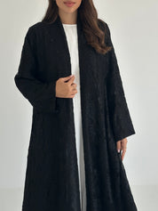 C 2412 Black Floral Dantel Abaya