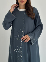 C 2413 Steel Blue Beaded Abaya