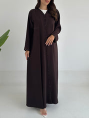 C 2414 Chocolate Brown Beaded Abaya