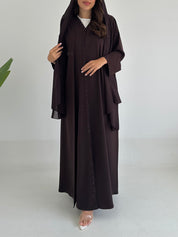C 2414 Chocolate Brown Beaded Abaya