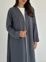C 2415 Grey Beaded Abaya
