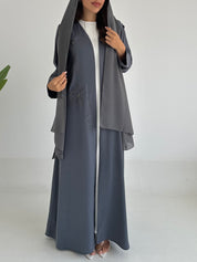 C 2415 Grey Beaded Abaya