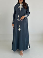 C 2416 Charcoal Blue Beaded Abaya