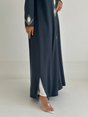 C 2416 Charcoal Blue Beaded Abaya