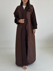 C 2418 Dark Brown Beaded Abaya