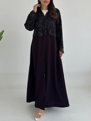 C 2419 Midnight Purple Dantel Abaya