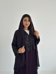 C 2419 Midnight Purple Dantel Abaya