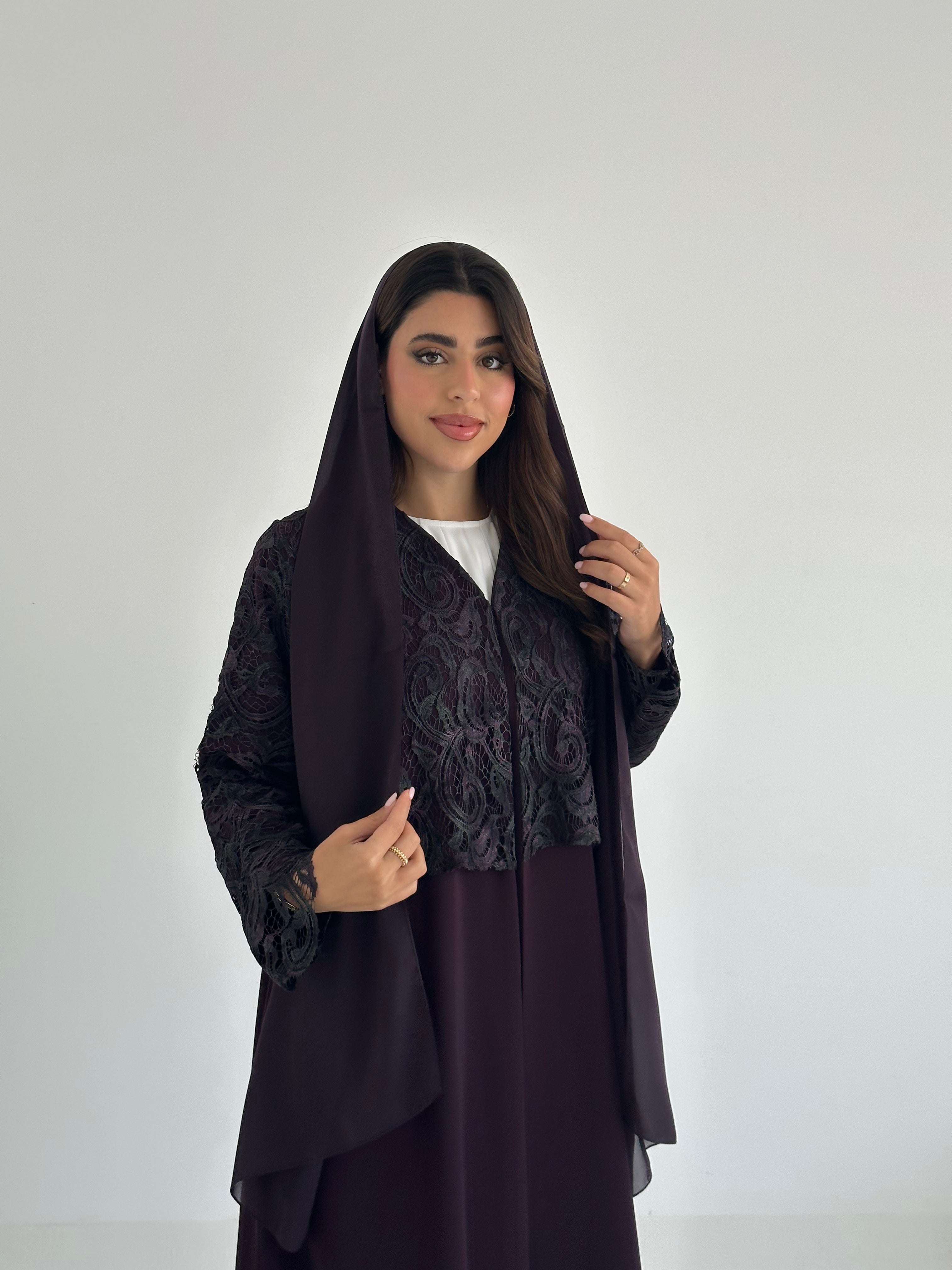 C 2419 Midnight Purple Dantel Abaya