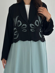 C 2420 Teal Dantel Abaya
