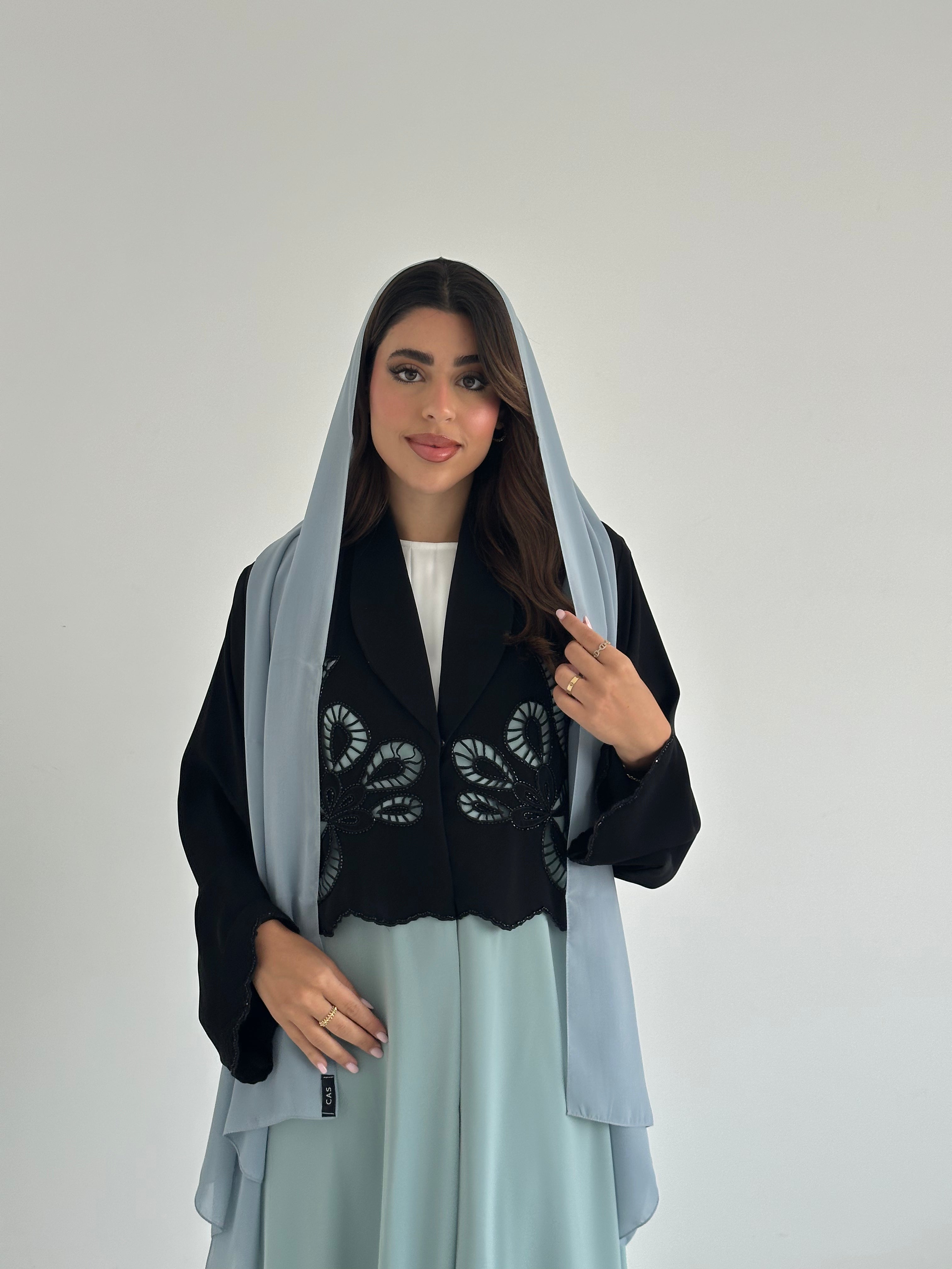 C 2420 Teal Dantel Abaya
