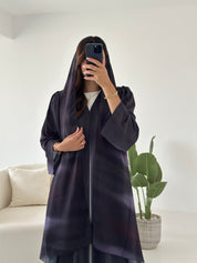 C 2425 Dark Purple Mist Printed Abaya