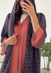 C 2426 Orange Polka Printed Abaya