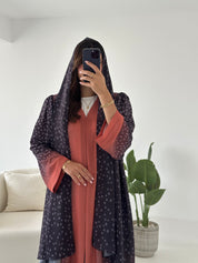 C 2426 Orange Polka Printed Abaya