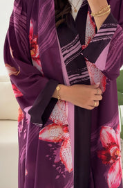 C 2428 Plum Floral Printed Abaya