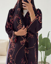 C 2431 Brown Saffron Floral Printed Abaya
