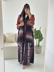 C 2432 Terracotta Polka Printed Abaya