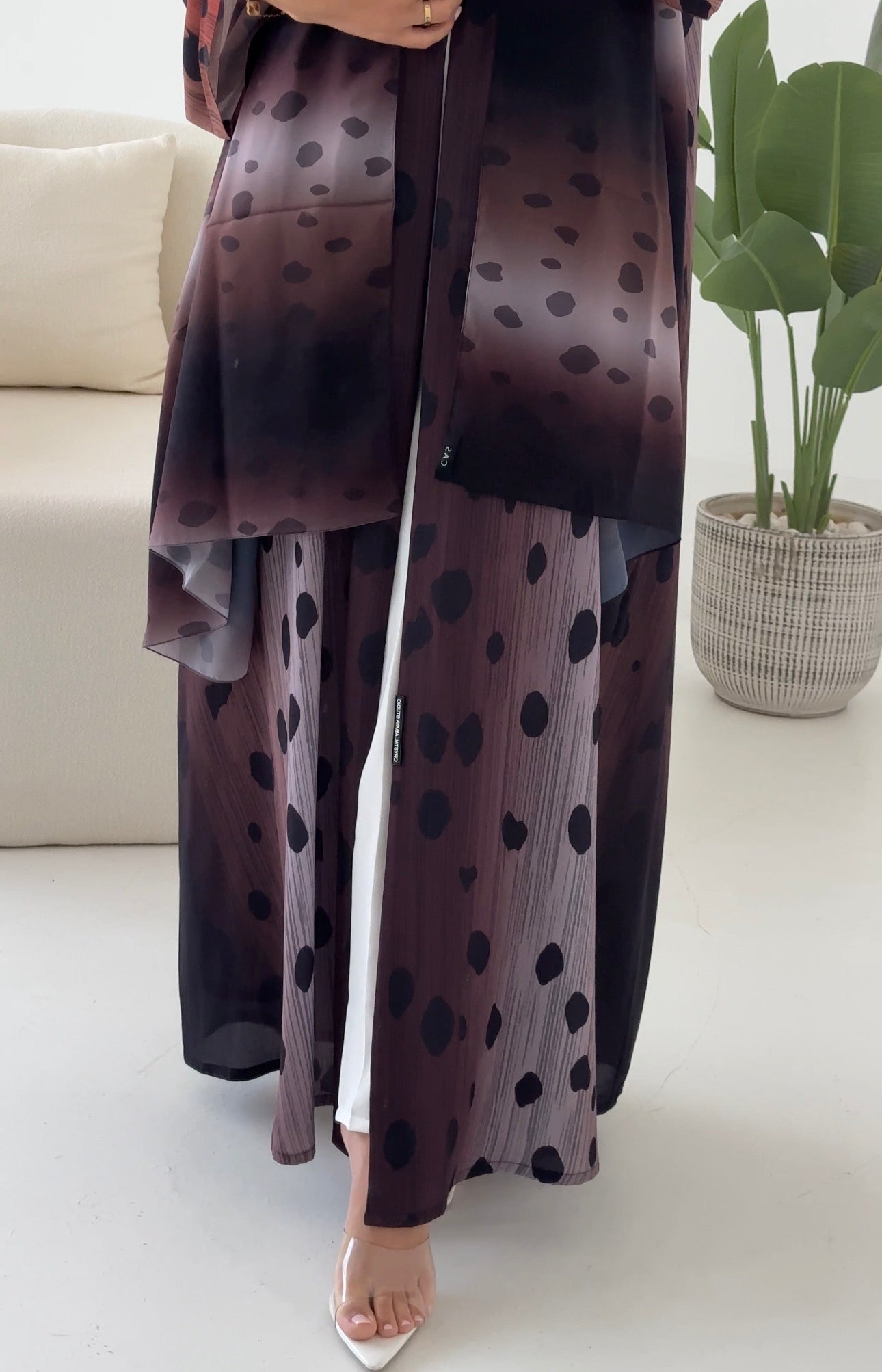 C 2432 Terracotta Polka Printed Abaya