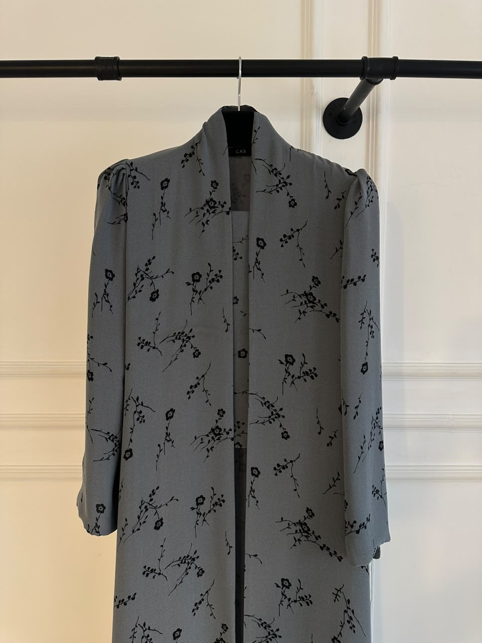 C 2436-02 Dim Grey Floral Printed Abaya