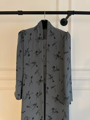 C 2436-02 Dim Grey Floral Printed Abaya