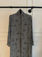 C 2436 Light Grey Floral Printed Abaya