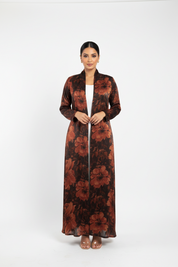 C 2437-01 Dark Orange Floral Abaya