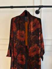 C 2437-01 Dark Orange Floral Abaya