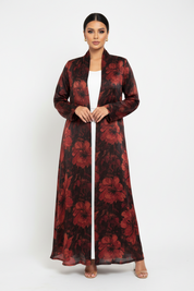 C 2437-02 Bright Red Floral Abaya