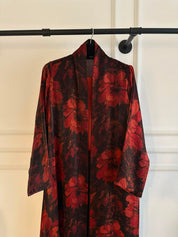 C 2437-02 Bright Red Floral Abaya