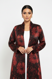 C 2437-02 Bright Red Floral Abaya
