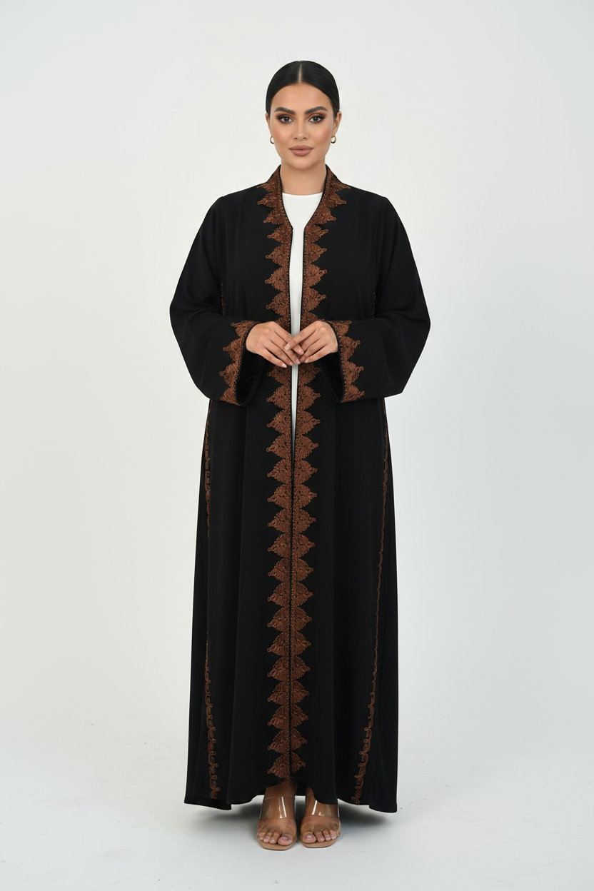 C 2440 Black Embroidered Abaya