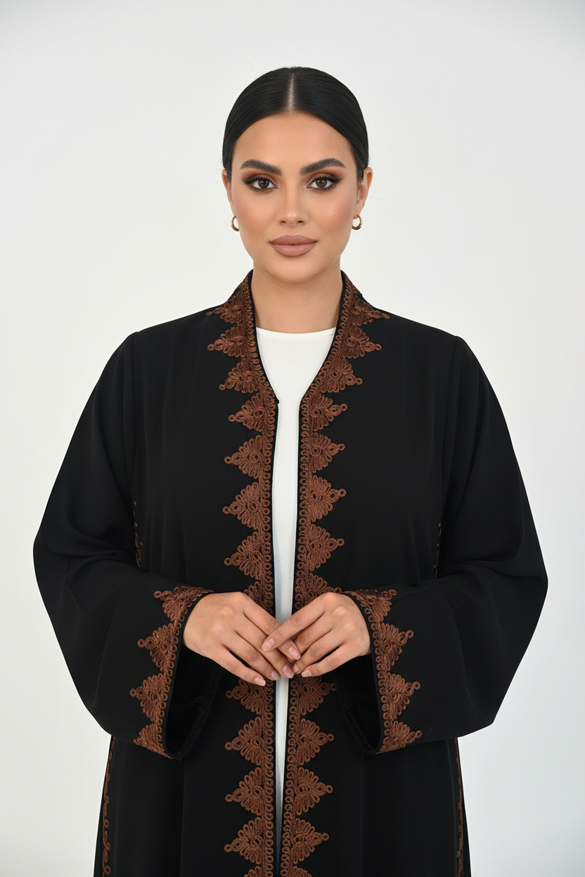 C 2440 Black Embroidered Abaya
