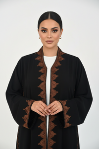 C 2440 Black Embroidered Abaya - XS / 50