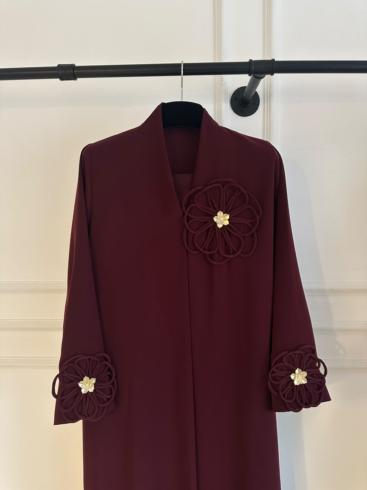 C 2441 Burgundy Floral Abaya