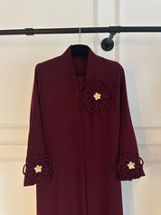 C 2441 Burgundy Floral Abaya