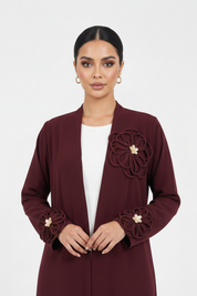 C 2441 Burgundy Floral Abaya