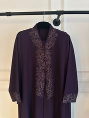 C 2444 Dark Purple Embroidered Abaya
