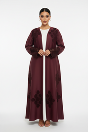 C 2445 Burgundy Dantel Abaya