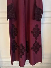 C 2445 Burgundy Dantel Abaya