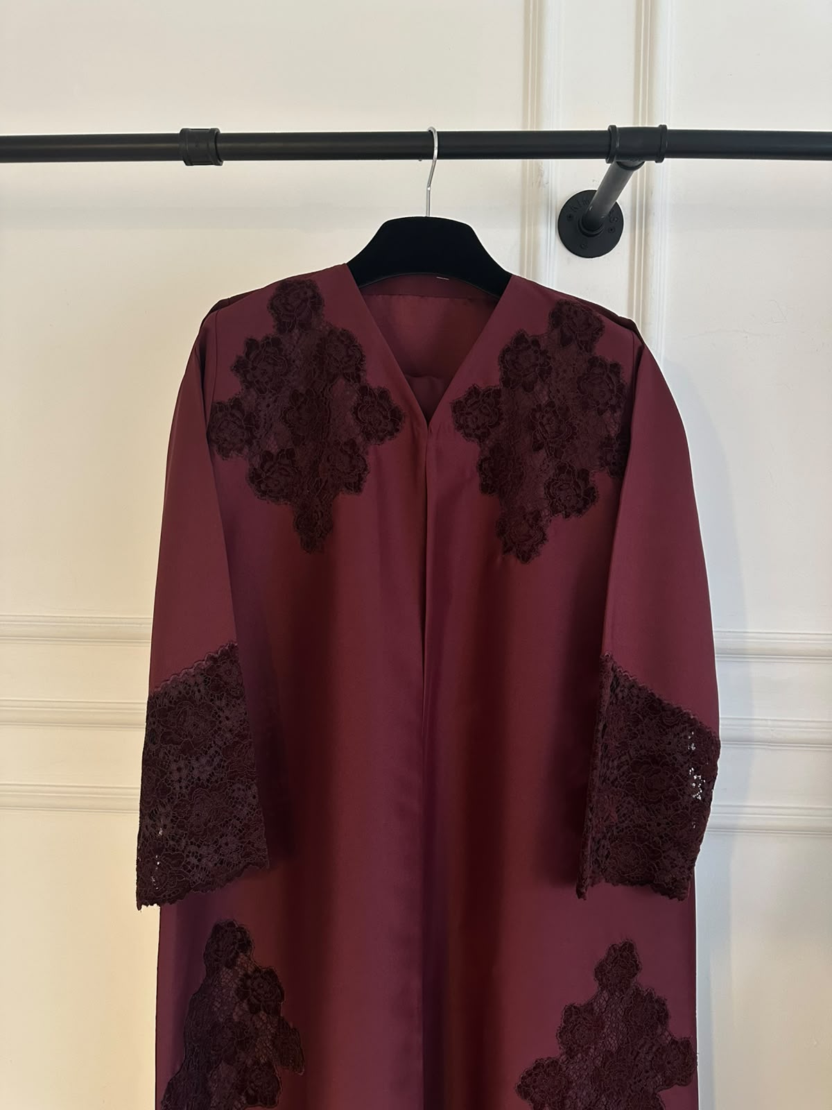 C 2445 Burgundy Dantel Abaya